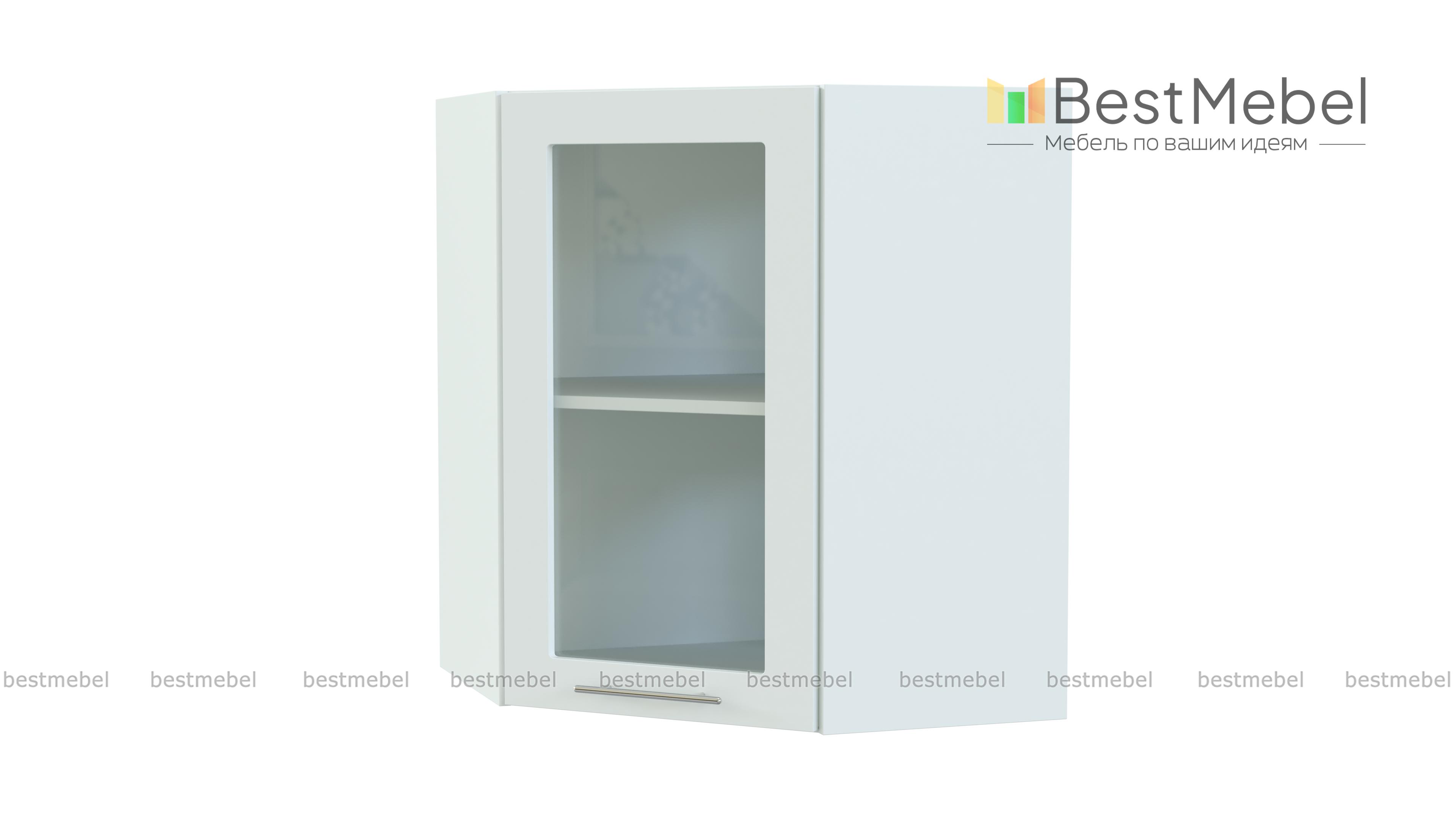 Шкаф верхний угловой со стеклом 550 Капля BMS - Фото