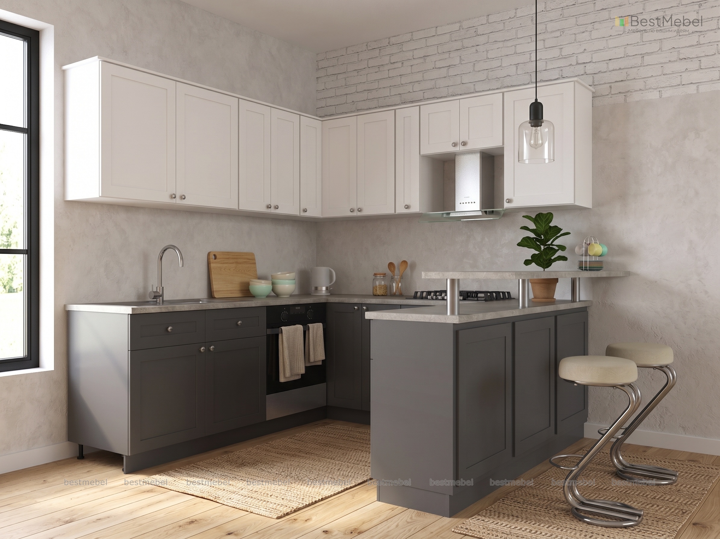 Кухня с барной стойкой Каприз-2 BMS