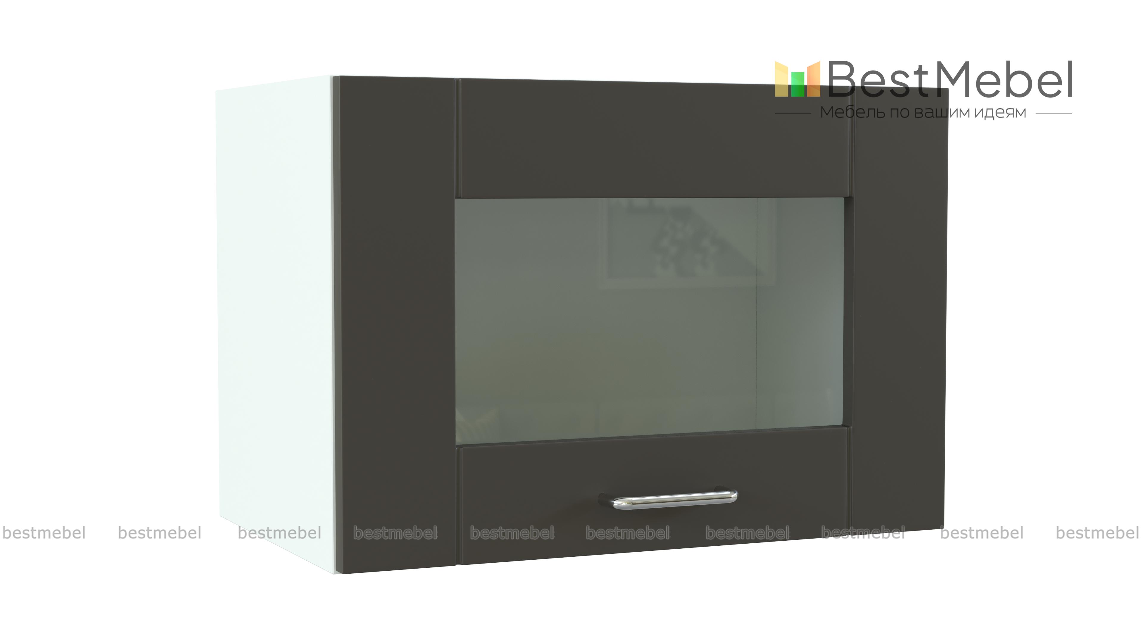 Шкаф верхний горизонтальный остекленный Лофт BMS - Фото