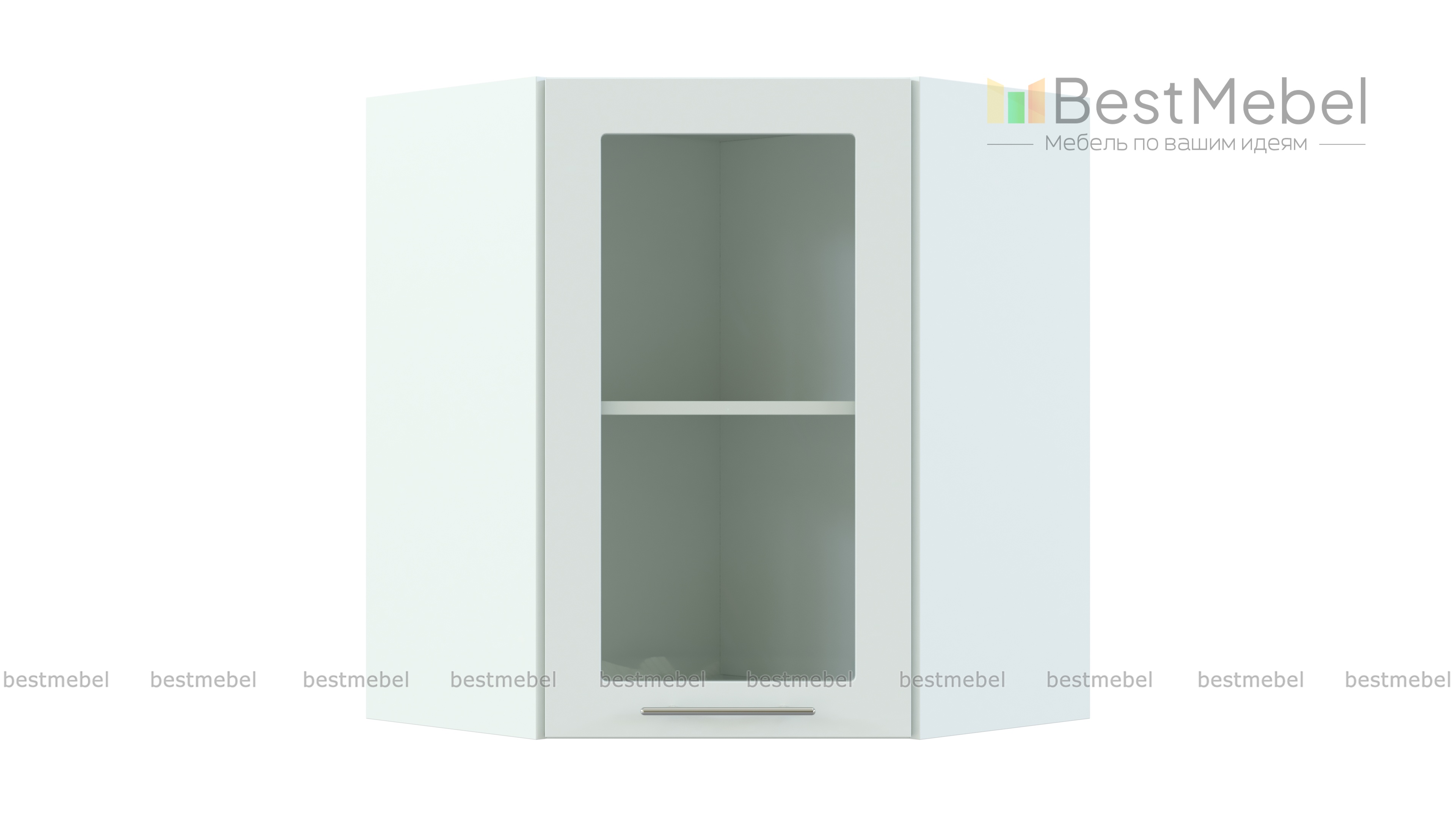 Шкаф верхний угловой со стеклом 550 Капля BMS