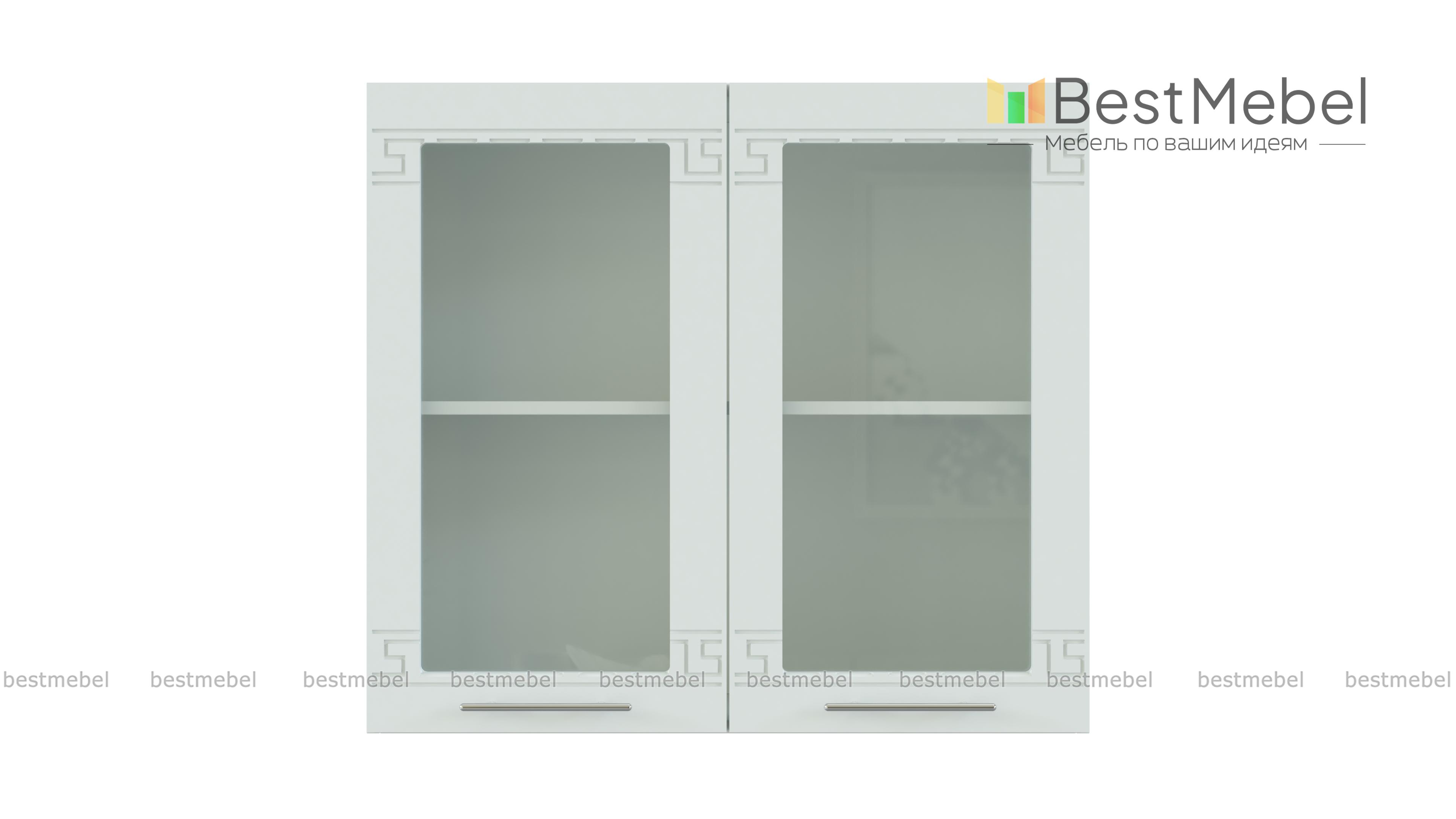 Шкаф навесной 2 двери со стеклом Греция BMS - Фото