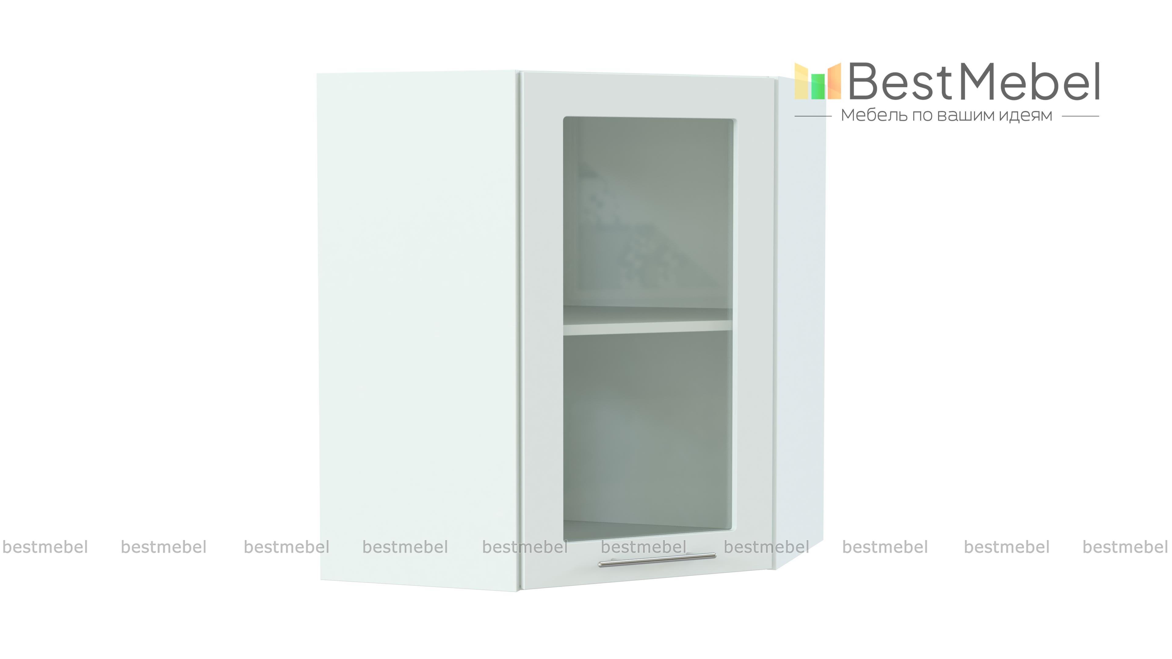 Шкаф верхний угловой со стеклом 550 Капля BMS - Фото