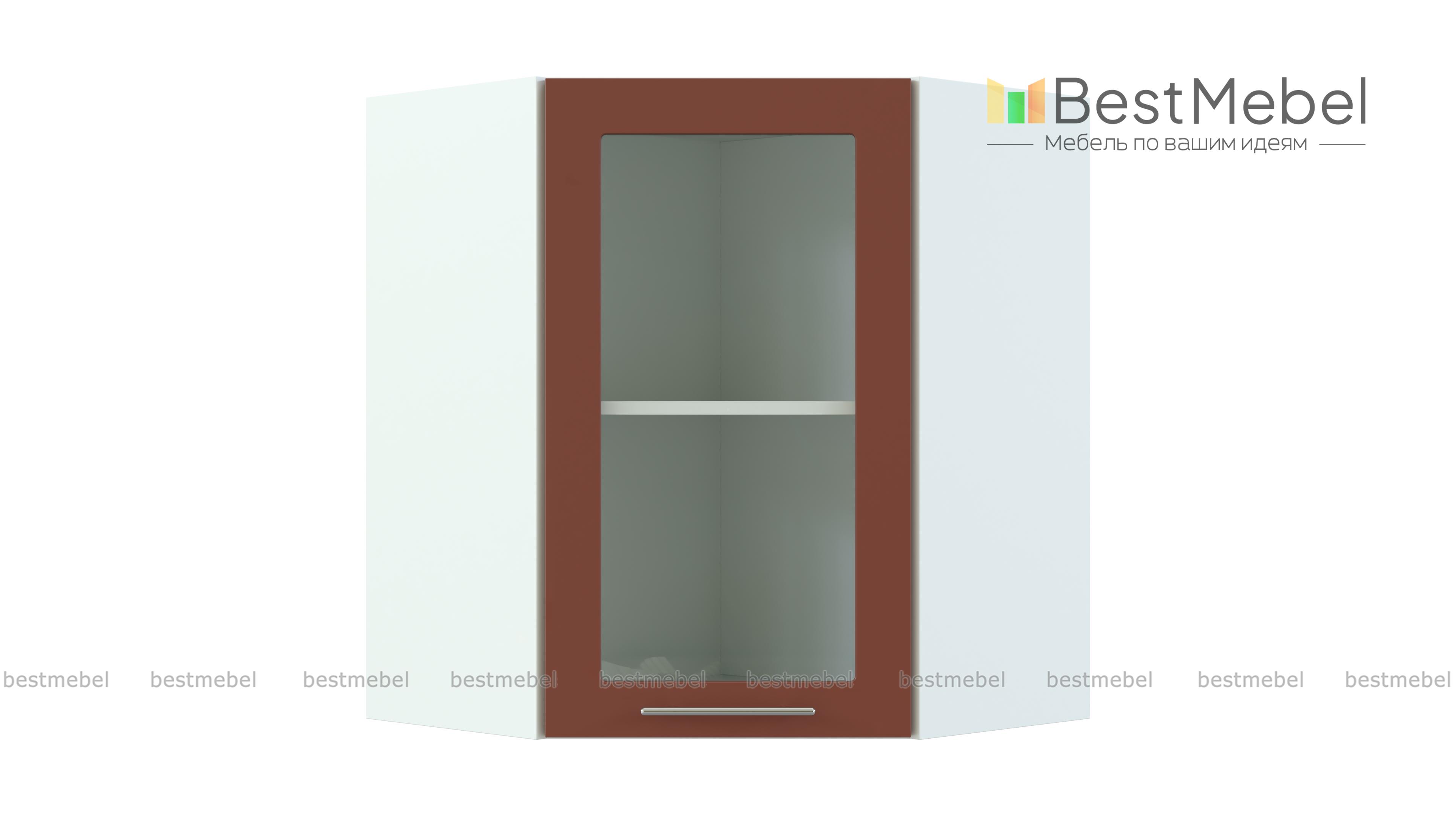 Шкаф верхний угловой со стеклом 550 Капля BMS - Фото