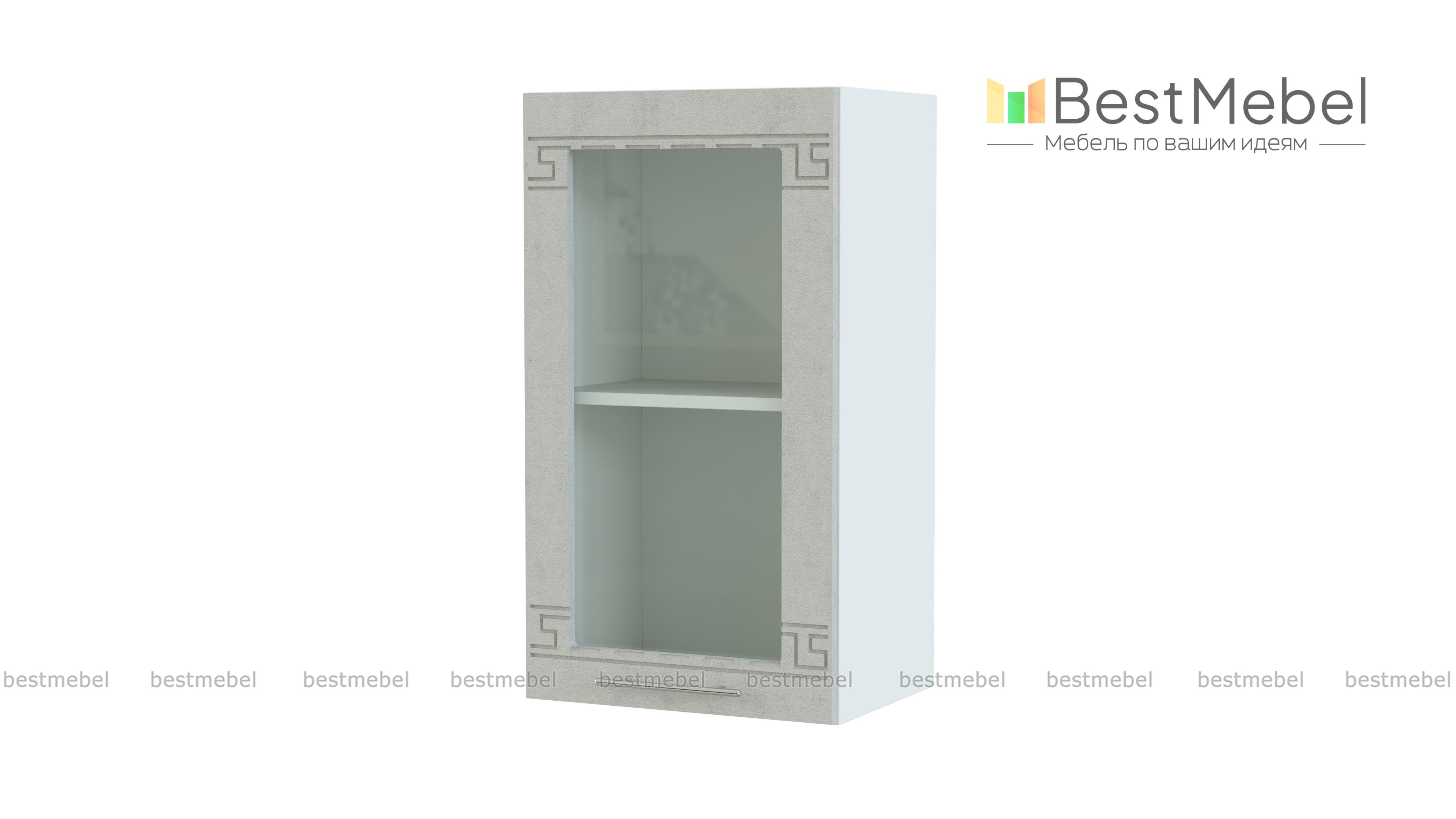 Шкаф навесной со стеклом 1 дверь Греция BMS - Фото